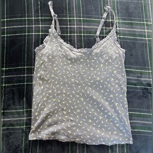 PINK Victoria's Secret periwinkle cami top w/ pink flowers and lace trim Size S